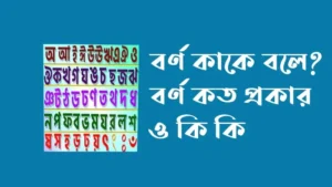 বর্ণ কাকে বলে কত প্রকার ও কি কি